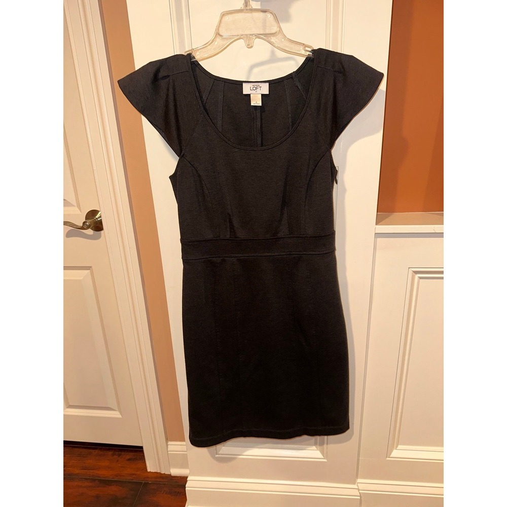 Ann Taylor LOFT Dark Gray Cap Sleeve Sheath Dress jumper business professional